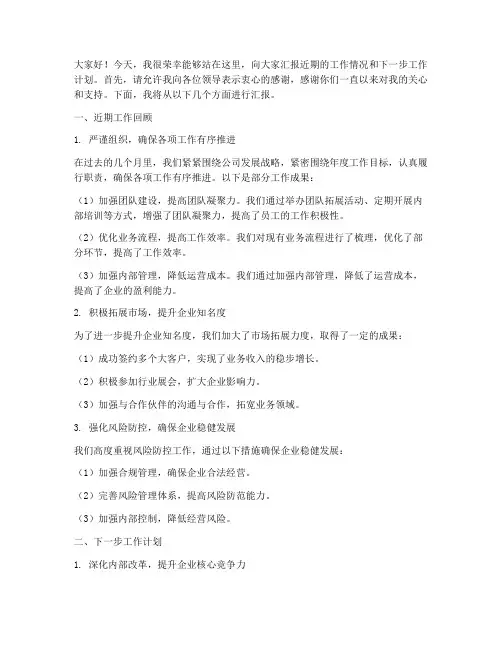 领导汇报座谈会发言稿