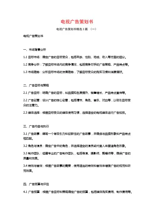 电视广告策划书3篇