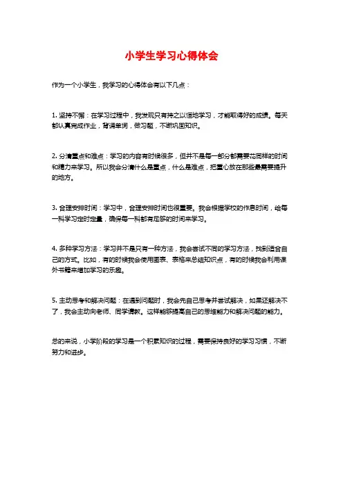 小学生学习心得体会