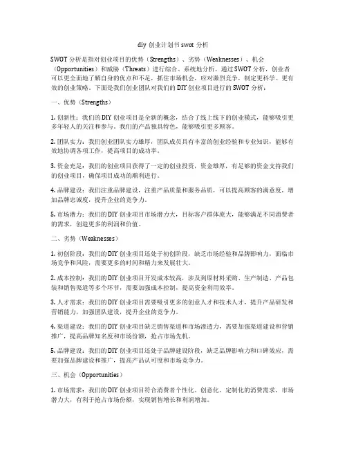 diy创业计划书swot分析