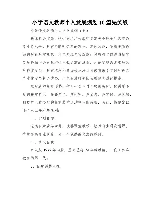 小学语文教师个人发展规划10篇完美版