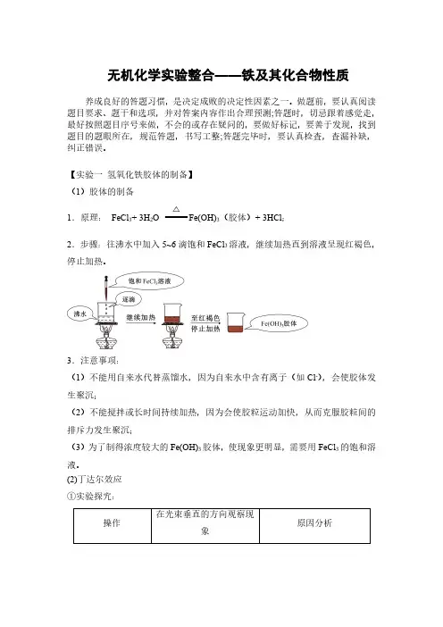 超实用高考化学复习：无机化学实验整合——铁及其化合物性质