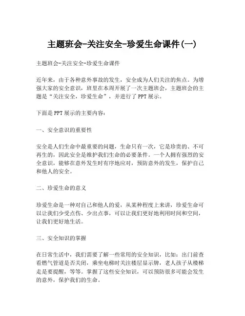 主题班会-关注安全-珍爱生命课件(一)