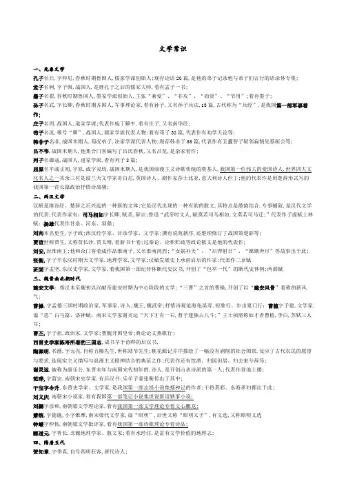 江苏高考附加题文学常识