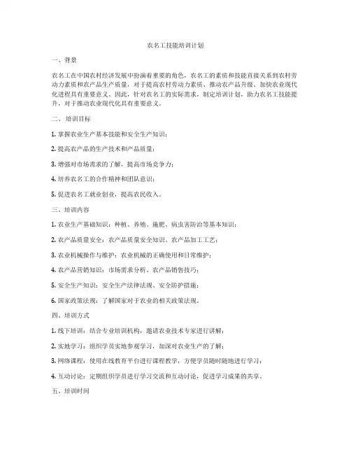 农名工技能培训计划