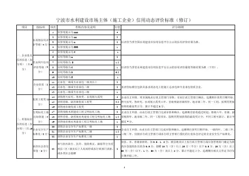 宁波市水利建设市场主体(施工企业)信用动态评价标准(修
