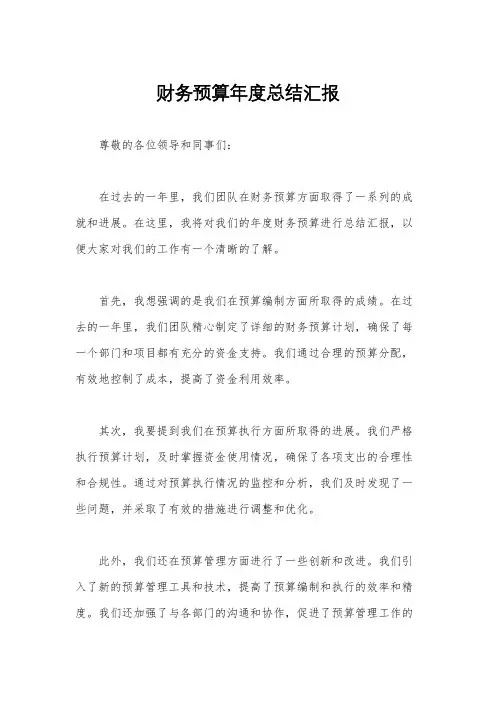 财务预算年度总结汇报