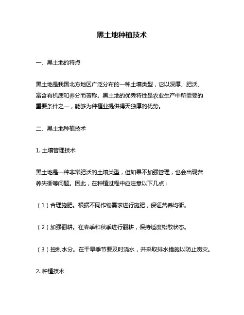 黑土地种植技术