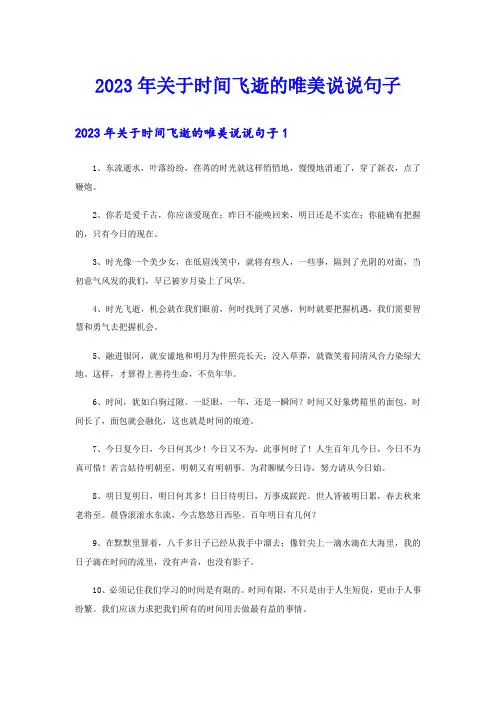 2023年关于时间飞逝的唯美说说句子