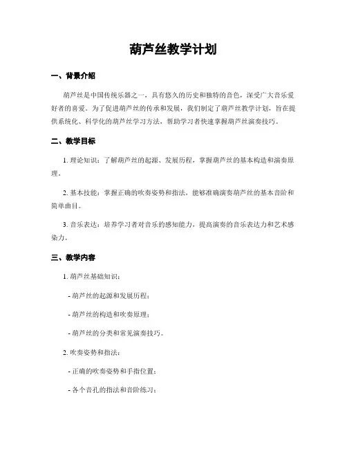 葫芦丝教学计划