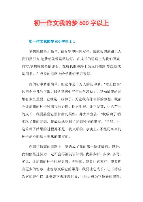 初一作文我的梦600字以上
