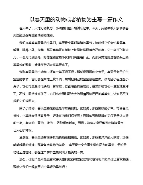 以春天里的动物或者植物为主写一篇作文