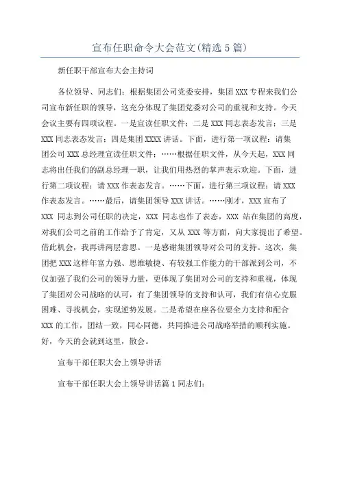宣布任职命令大会范文(精选5篇)