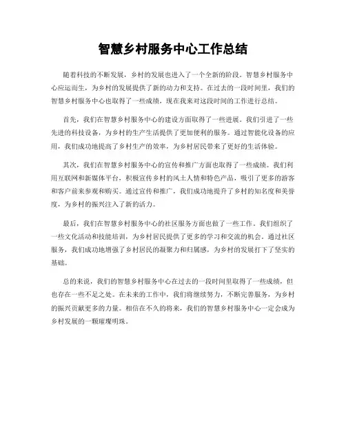 智慧乡村服务中心工作总结