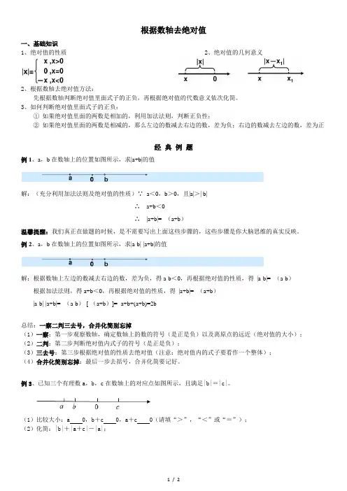 根据数轴去绝对值