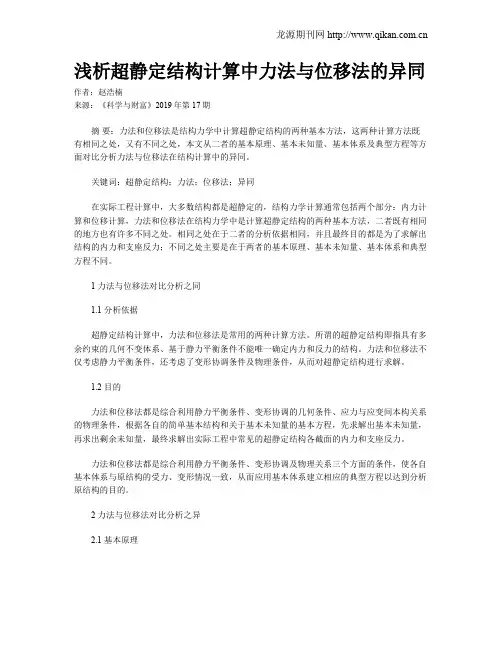 浅析超静定结构计算中力法与位移法的异同