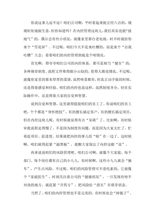 公司内控管理自我评价报告
