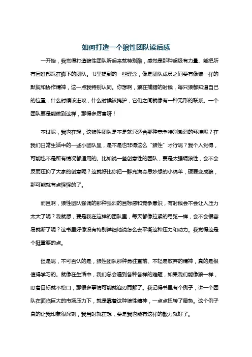 如何打造一个狼性团队读后感