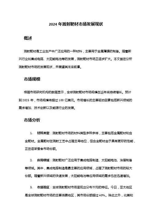 2024年溅射靶材市场发展现状