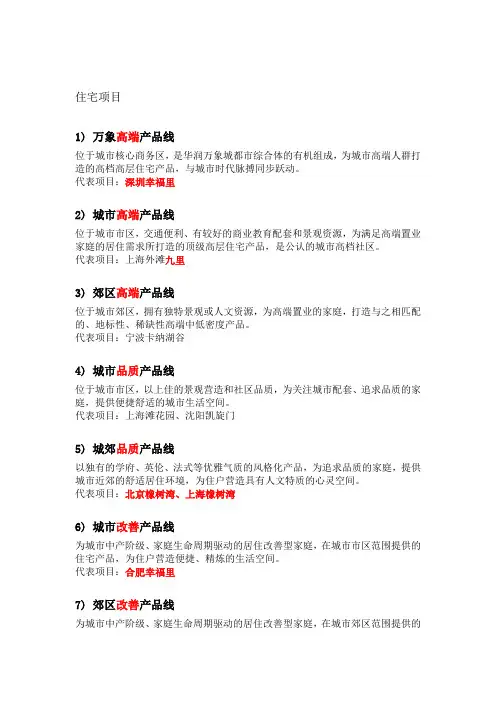 华润地产八大系列