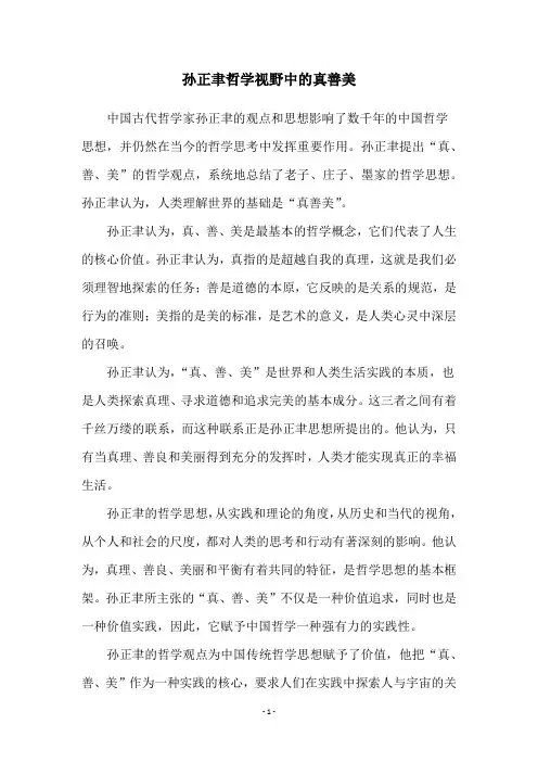 孙正聿哲学视野中的真善美