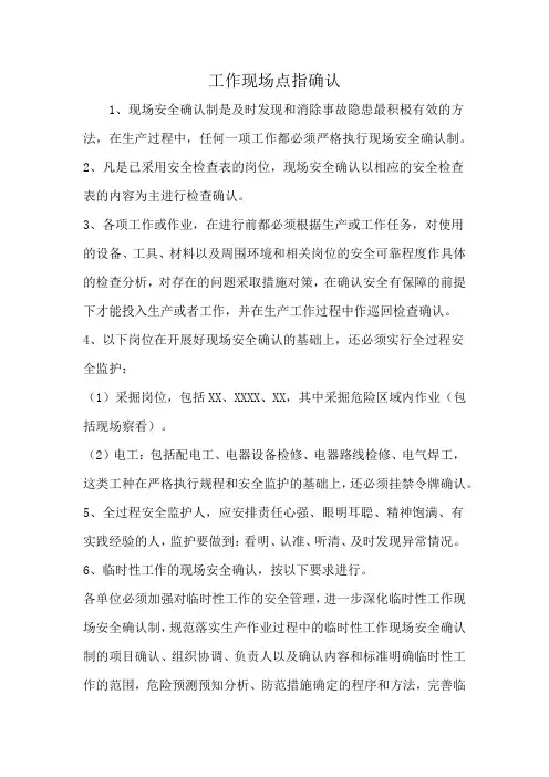 工作现场点指确认