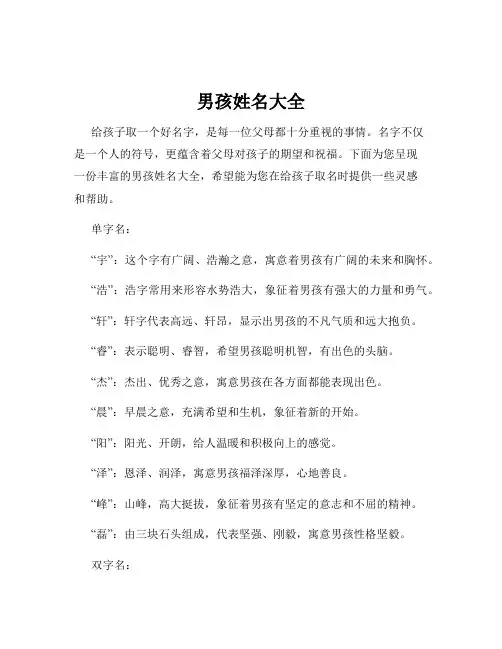 男孩姓名大全