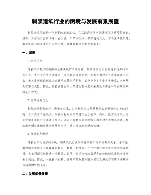制浆造纸行业的困境与发展前景展望