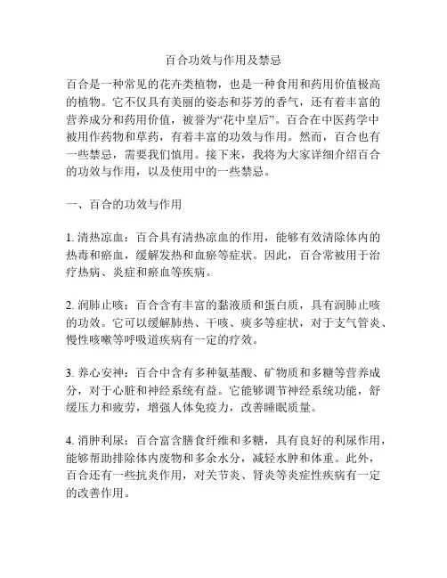 百合功效与作用及禁忌
