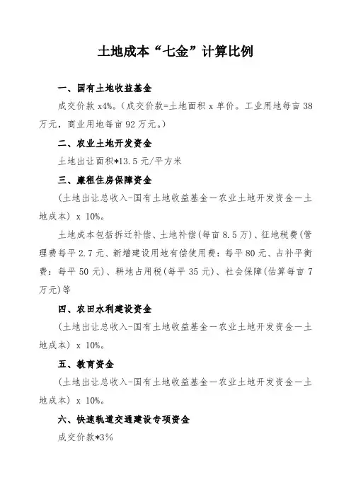 沈阳沈抚新城管委会土地成本“七金”计算比例(博客)