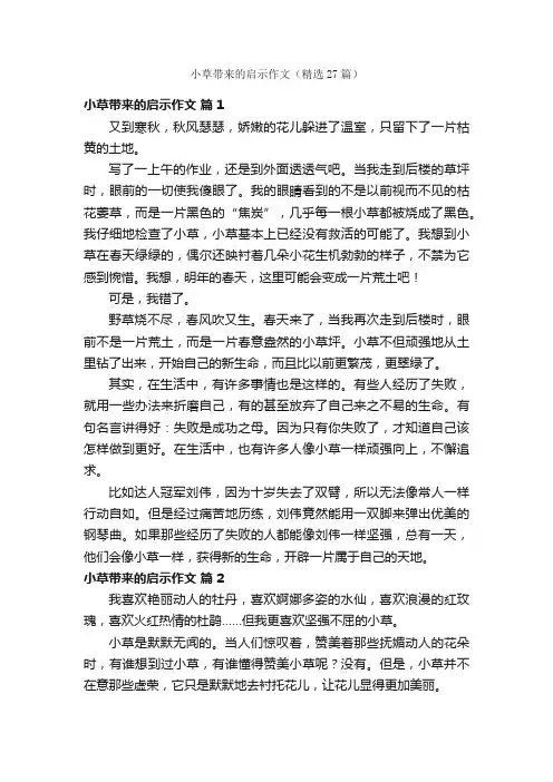小草带来的启示作文（精选27篇）