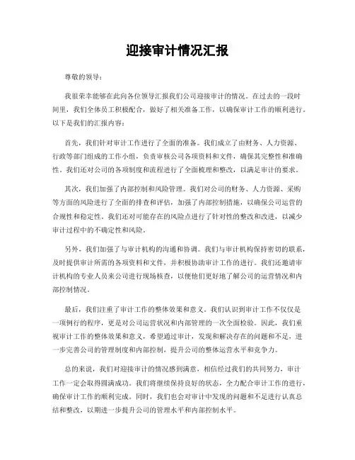 迎接审计情况汇报