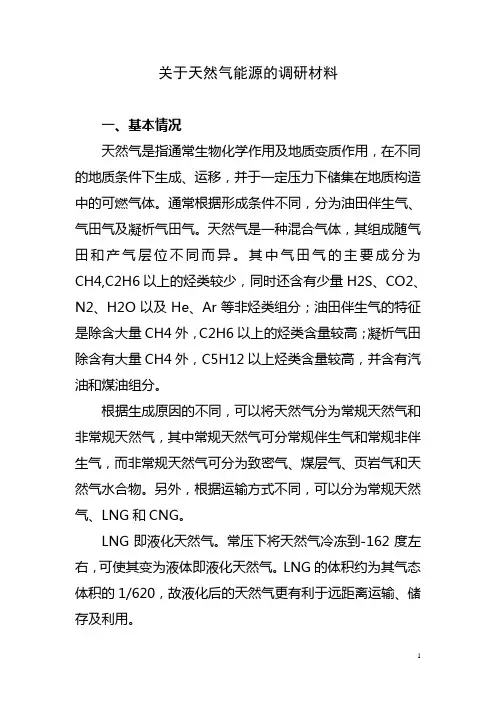 天然气调研报告2