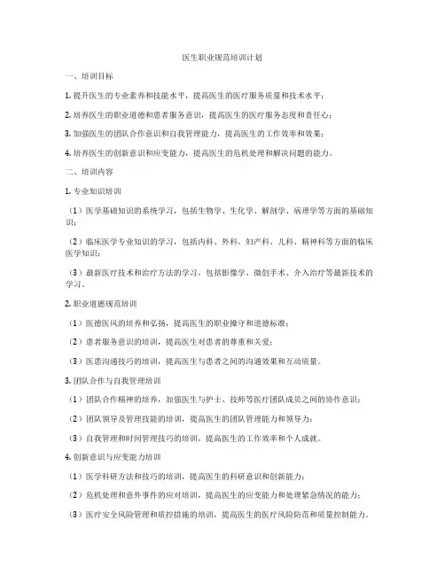 医生职业规范培训计划