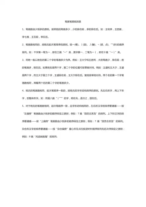笔画笔顺规则表
