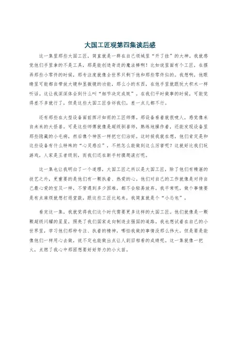 大国工匠观第四集读后感