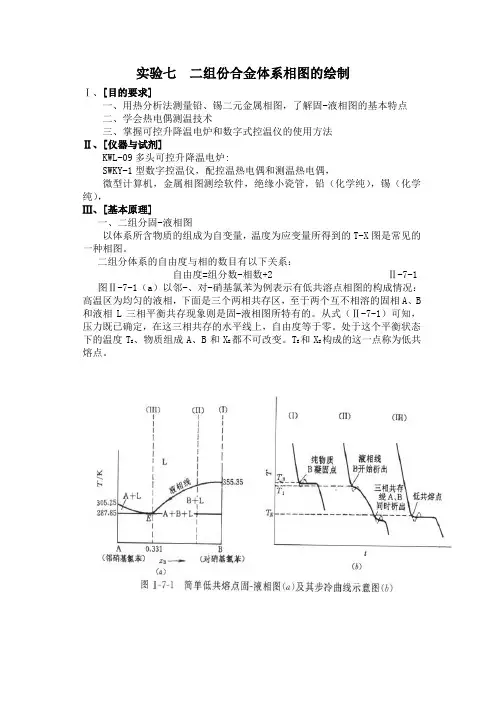 实验七 二组份合金体系相图的绘制.