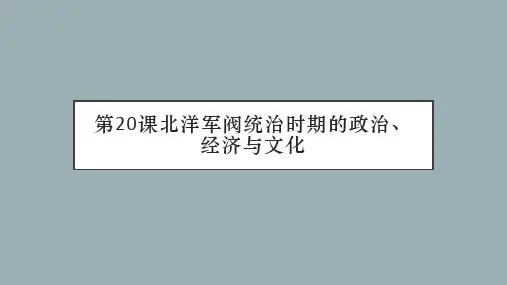 人教版必修中外历史纲要上北洋军阀统治时期的政治、经济与文化PPT