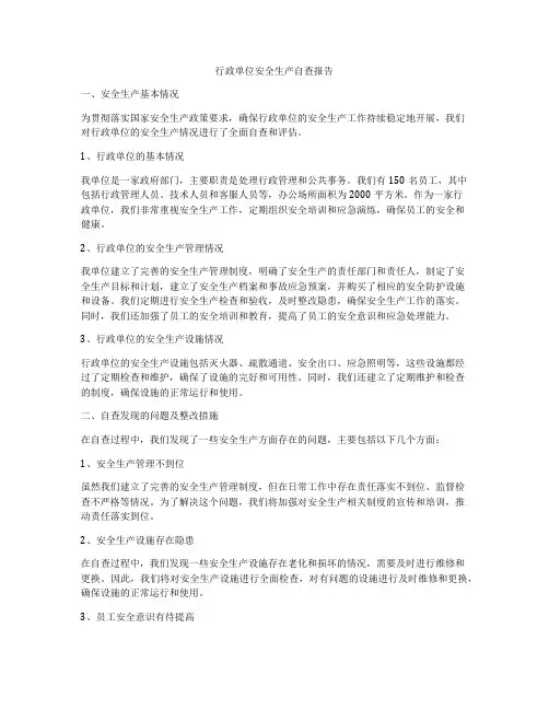 行政单位安全生产自查报告