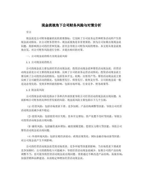 现金流视角下公司财务风险与对策分析