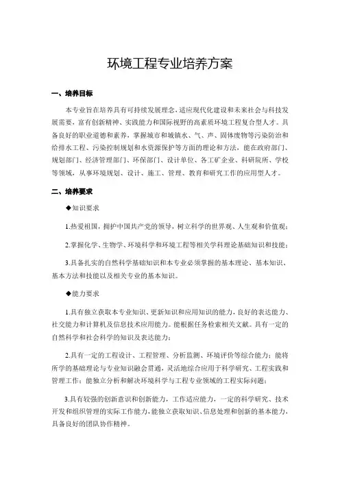 环境工程专业培养方案
