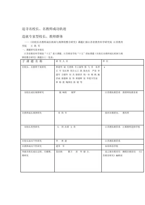 追寻名校长-名教师成功轨迹