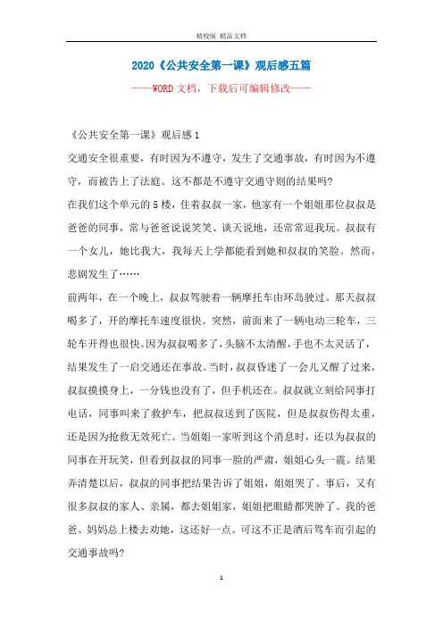 2020《公共安全第一课》观后感五篇