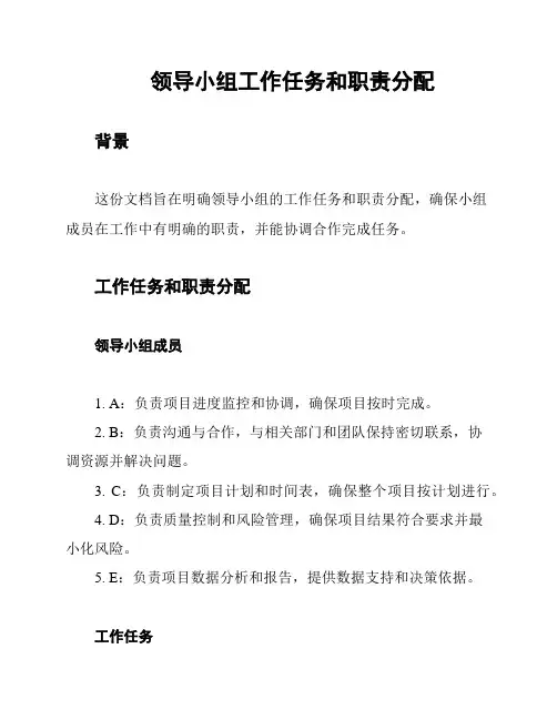 领导小组工作任务和职责分配