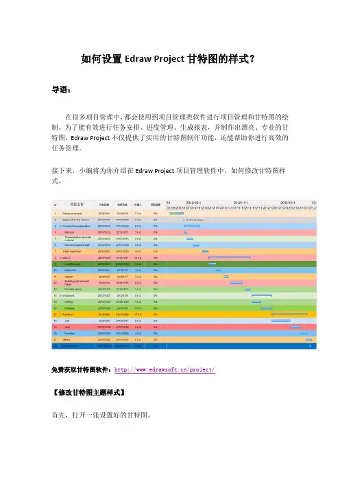 如何设置Edraw Project甘特图的样式？