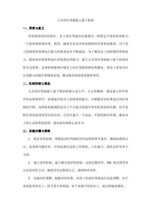 人员岗位等级能上能下机制
