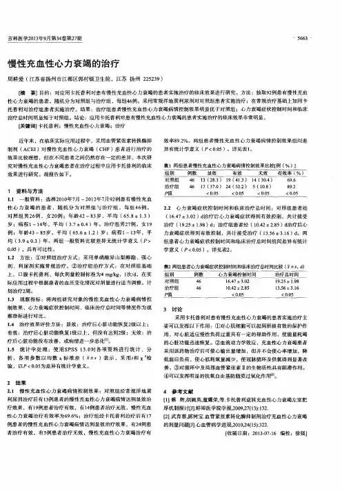 慢性充血性心力衰竭的治疗