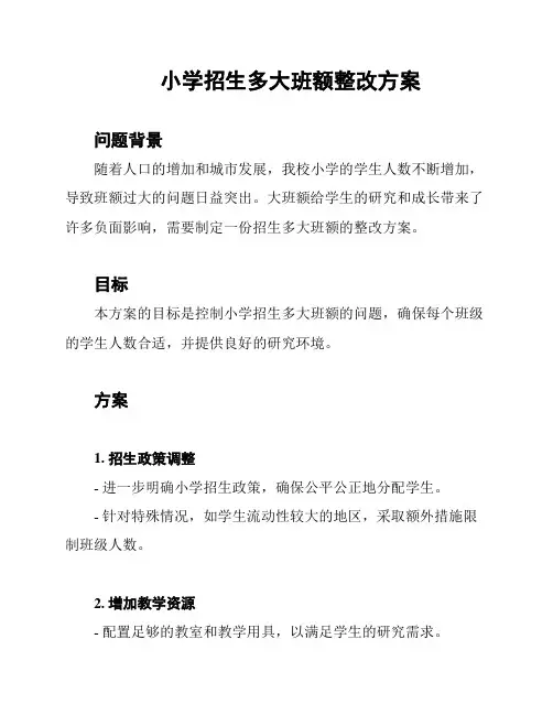 小学招生多大班额整改方案