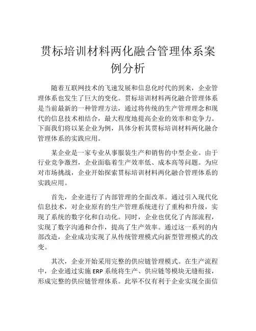贯标培训材料两化融合管理体系案例分析