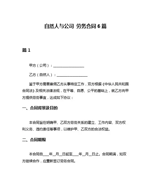 自然人与公司 劳务合同6篇